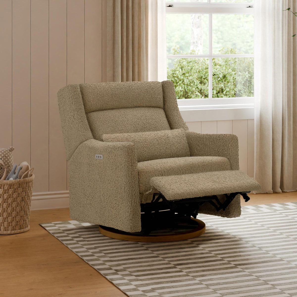 Babyletto Gliders & Rockers Babyletto Kiwi Plus Chair and a Half Power Recliner & Swivel Glider with Power Adjustable Headrest and USB Port