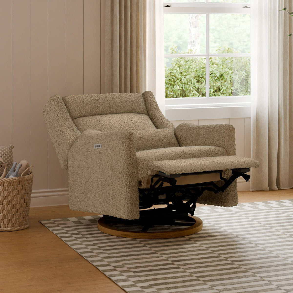 Babyletto Gliders & Rockers Babyletto Kiwi Plus Chair and a Half Power Recliner & Swivel Glider with Power Adjustable Headrest and USB Port