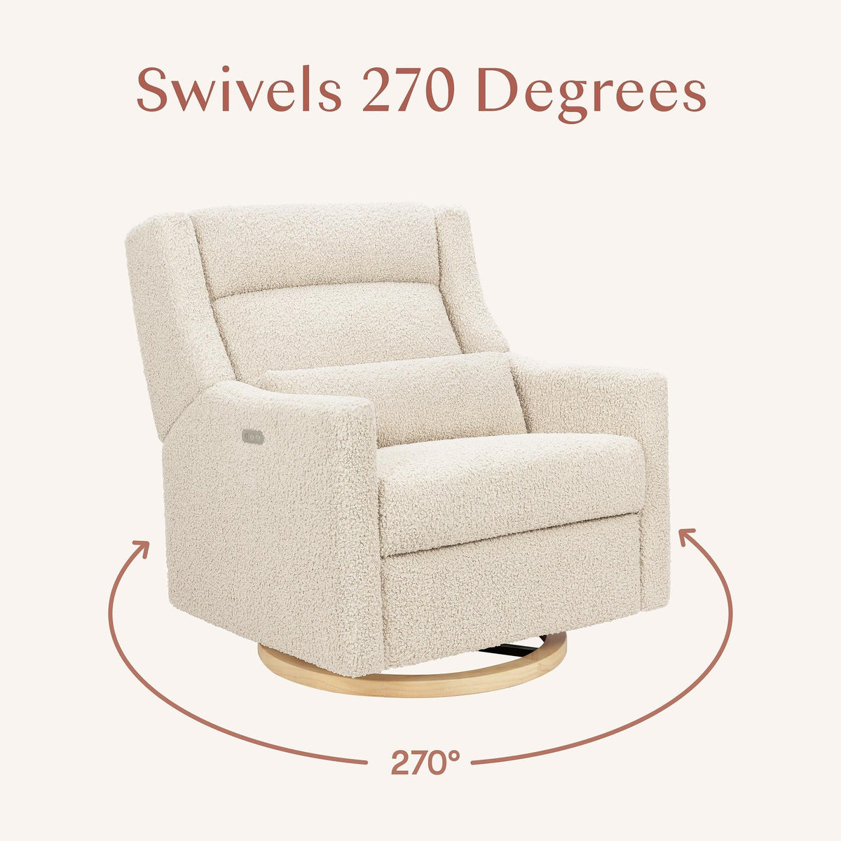 Babyletto Gliders & Rockers Babyletto Kiwi Plus Chair and a Half Power Recliner & Swivel Glider with Power Adjustable Headrest and USB Port