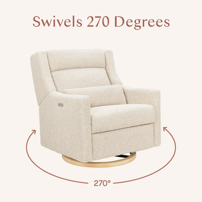 Babyletto Gliders & Rockers Babyletto Kiwi Plus Chair and a Half Power Recliner & Swivel Glider with Power Adjustable Headrest and USB Port
