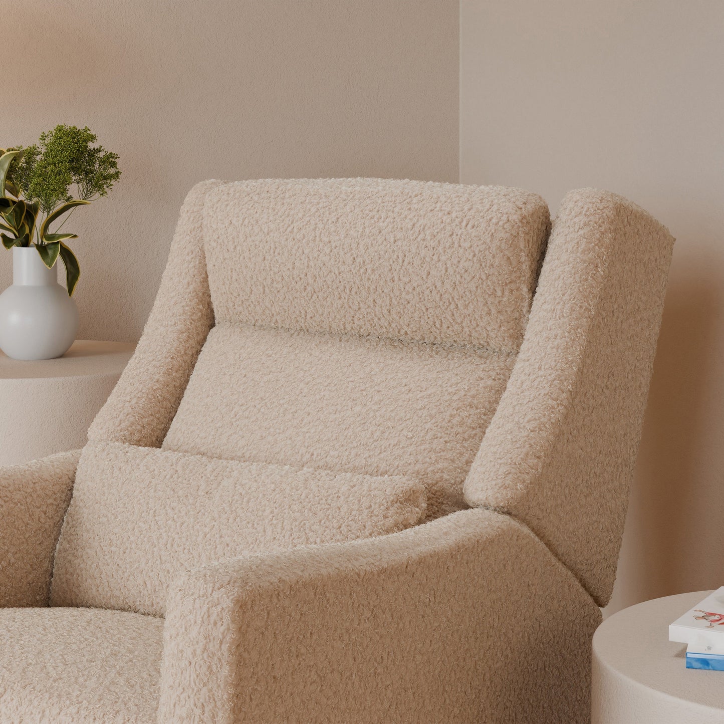 Babyletto Gliders & Rockers Performance Cream Eco-Weave Babyletto Kiwi Plus Power Recliner and Swivel Glider with Power Adjustable Headrest and USB Port