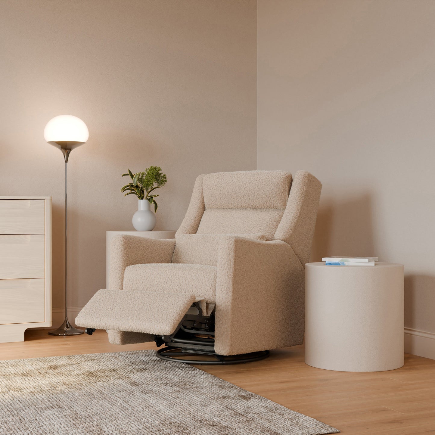 Babyletto Gliders & Rockers Performance Cream Eco-Weave Babyletto Kiwi Plus Power Recliner and Swivel Glider with Power Adjustable Headrest and USB Port