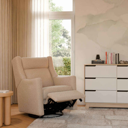 Babyletto Gliders & Rockers Performance Cream Eco-Weave Babyletto Kiwi Plus Power Recliner and Swivel Glider with Power Adjustable Headrest and USB Port