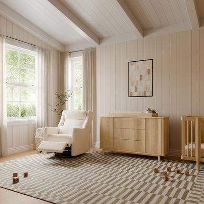 Babyletto Gliders & Rockers Performance Cream Eco-Weave Babyletto Kiwi Plus Power Recliner and Swivel Glider with Power Adjustable Headrest and USB Port