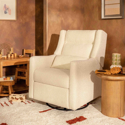 Babyletto Gliders & Rockers Performance Cream Eco-Weave Babyletto Kiwi Plus Power Recliner and Swivel Glider with Power Adjustable Headrest and USB Port
