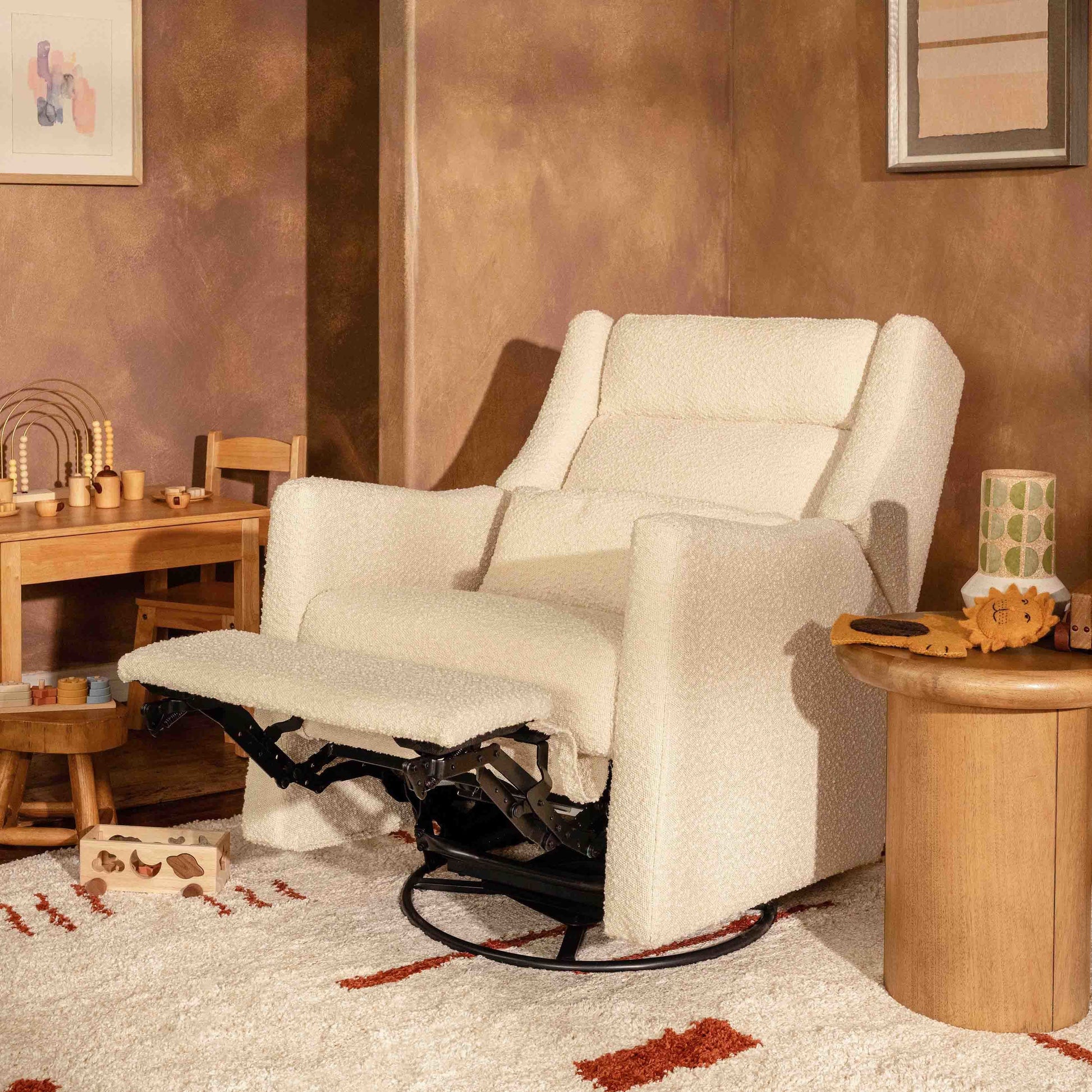 Babyletto Gliders & Rockers Performance Cream Eco-Weave Babyletto Kiwi Plus Power Recliner and Swivel Glider with Power Adjustable Headrest and USB Port