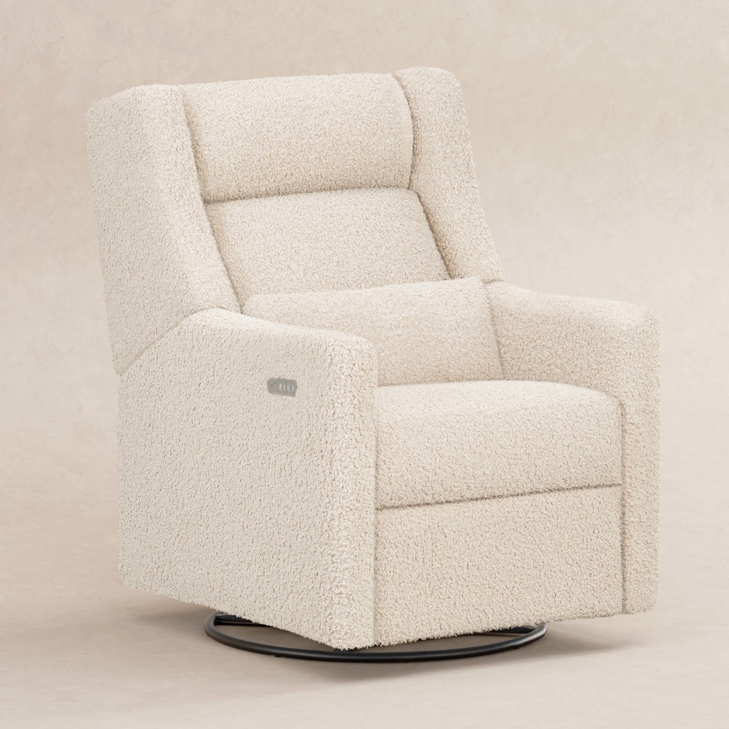 Babyletto Gliders & Rockers Performance Cream Eco-Weave Babyletto Kiwi Plus Power Recliner and Swivel Glider with Power Adjustable Headrest and USB Port