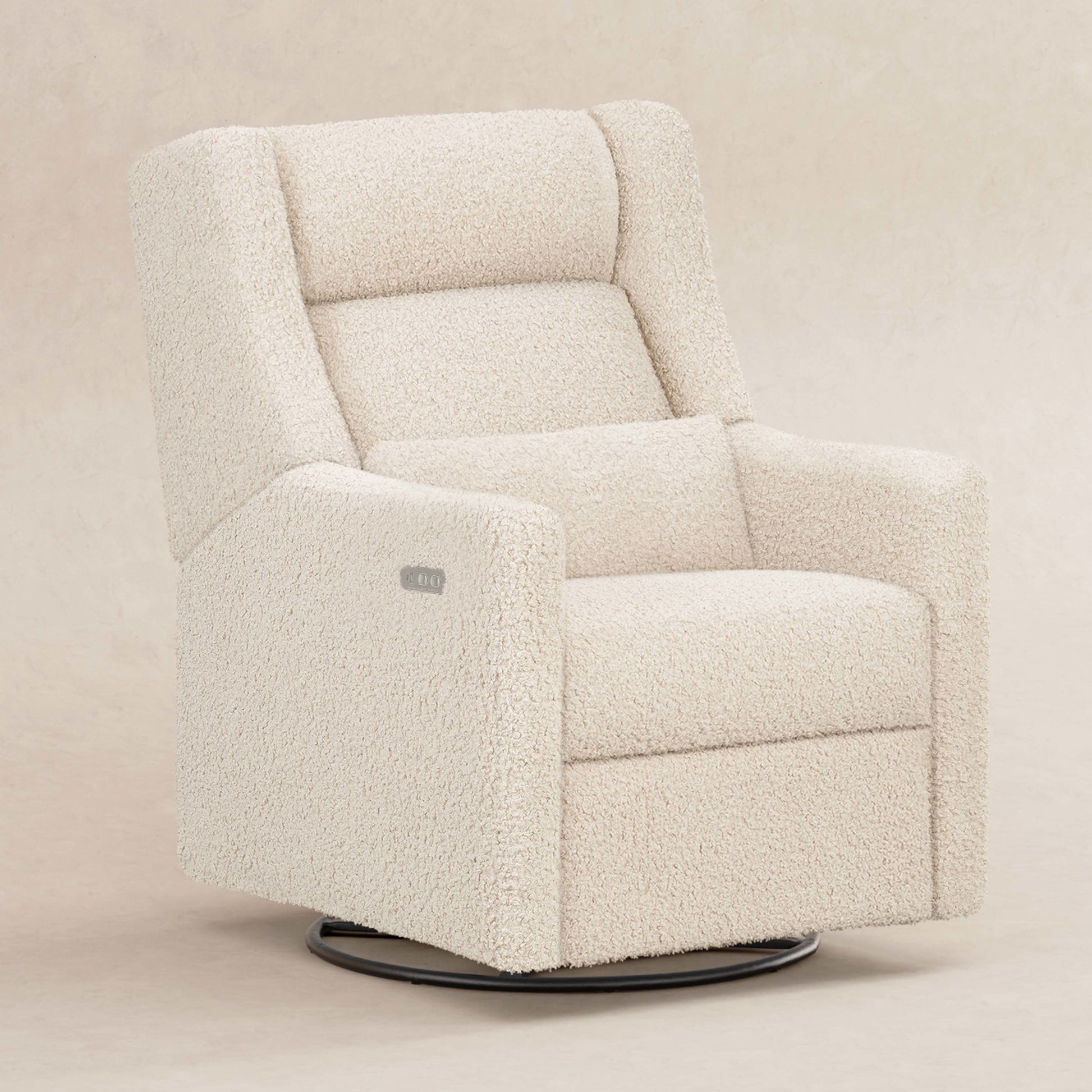 Babyletto Gliders & Rockers Performance Cream Eco-Weave Babyletto Kiwi Plus Power Recliner and Swivel Glider with Power Adjustable Headrest and USB Port