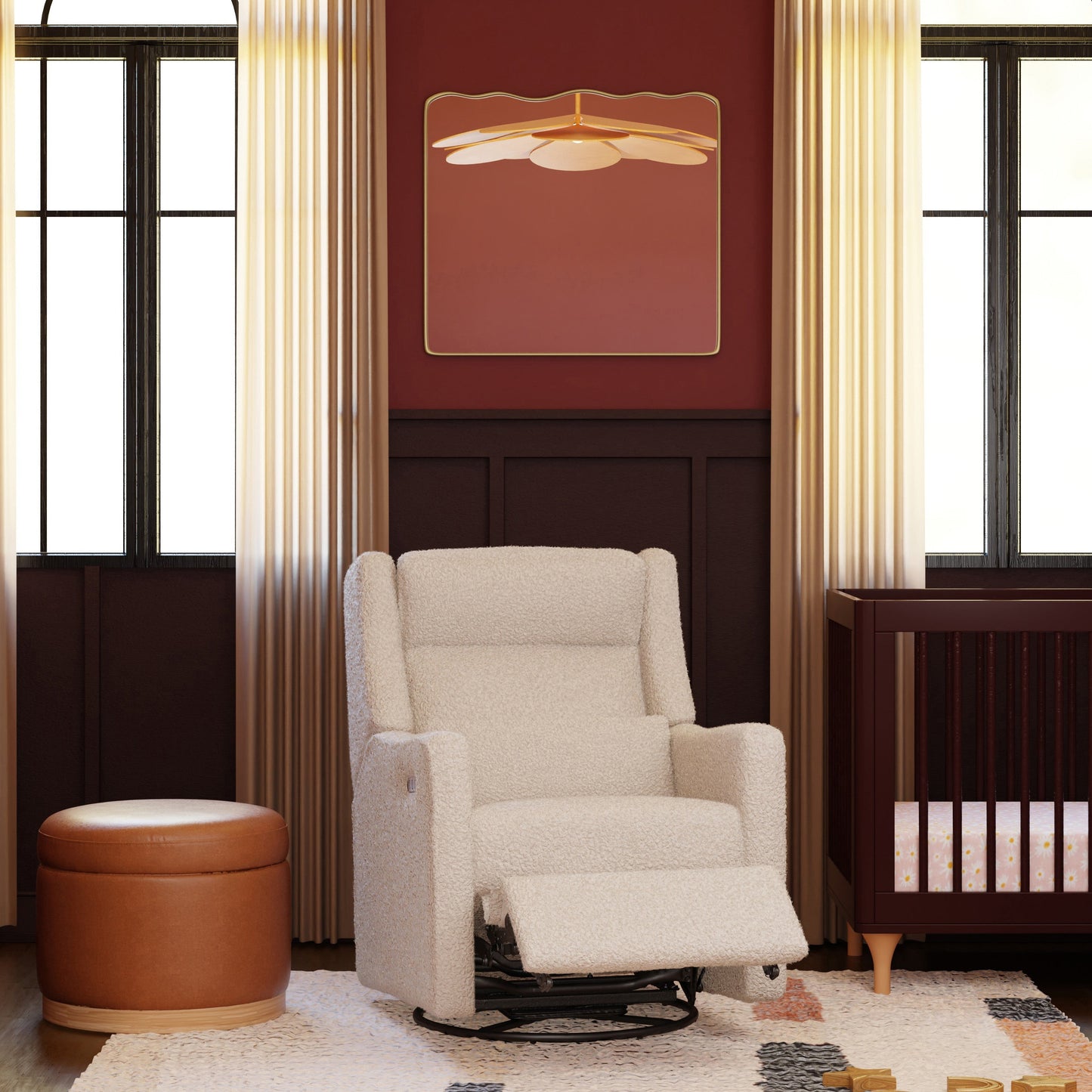 Babyletto Gliders & Rockers Performance Cream Eco-Weave Babyletto Kiwi Plus Power Recliner and Swivel Glider with Power Adjustable Headrest and USB Port