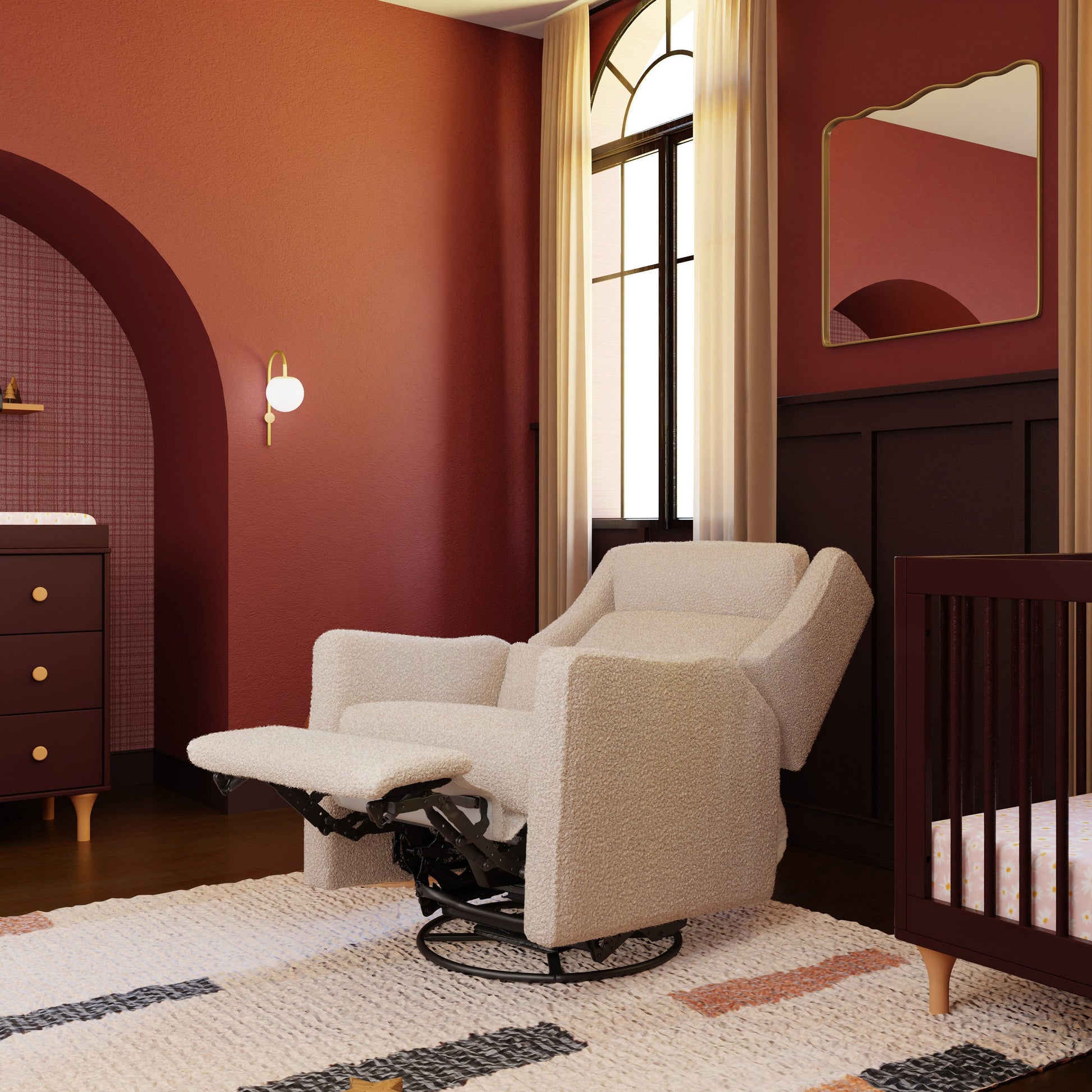 Babyletto Gliders & Rockers Performance Cream Eco-Weave Babyletto Kiwi Plus Power Recliner and Swivel Glider with Power Adjustable Headrest and USB Port