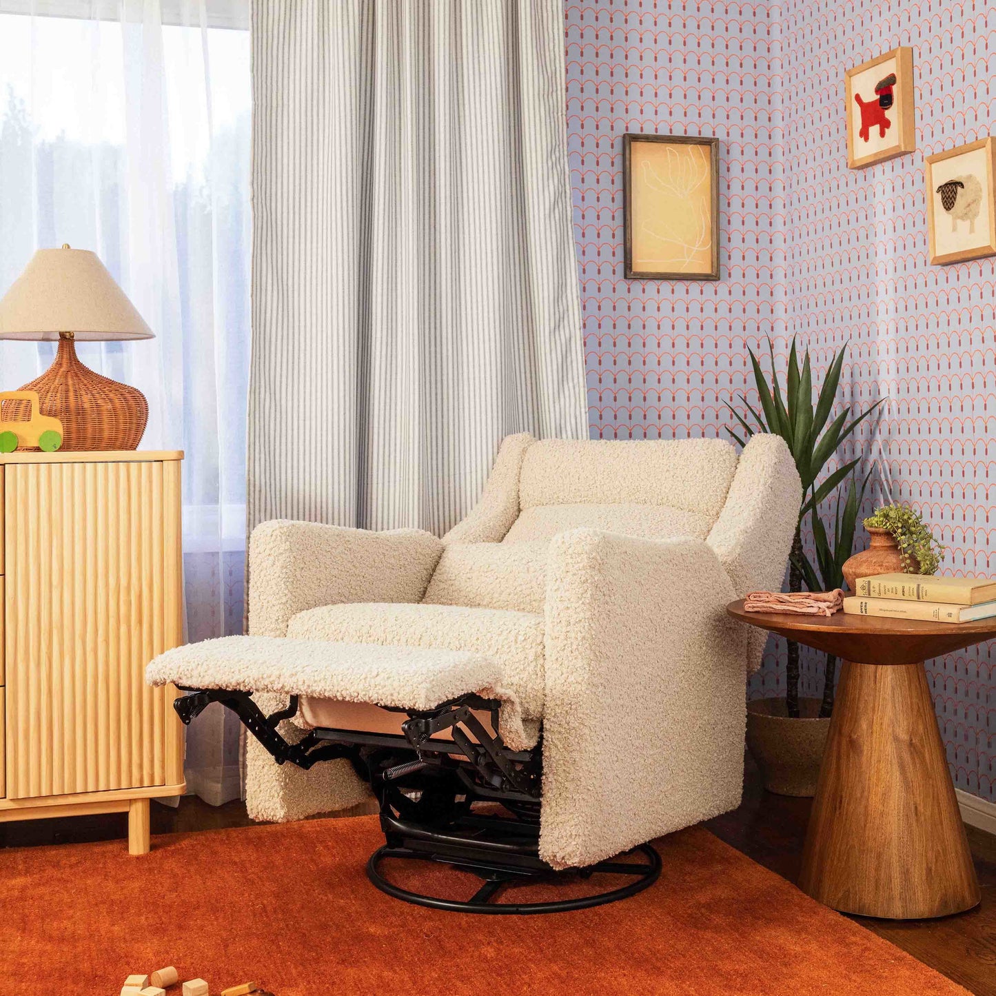 Babyletto Gliders & Rockers Performance Cream Eco-Weave Babyletto Kiwi Plus Power Recliner and Swivel Glider with Power Adjustable Headrest and USB Port