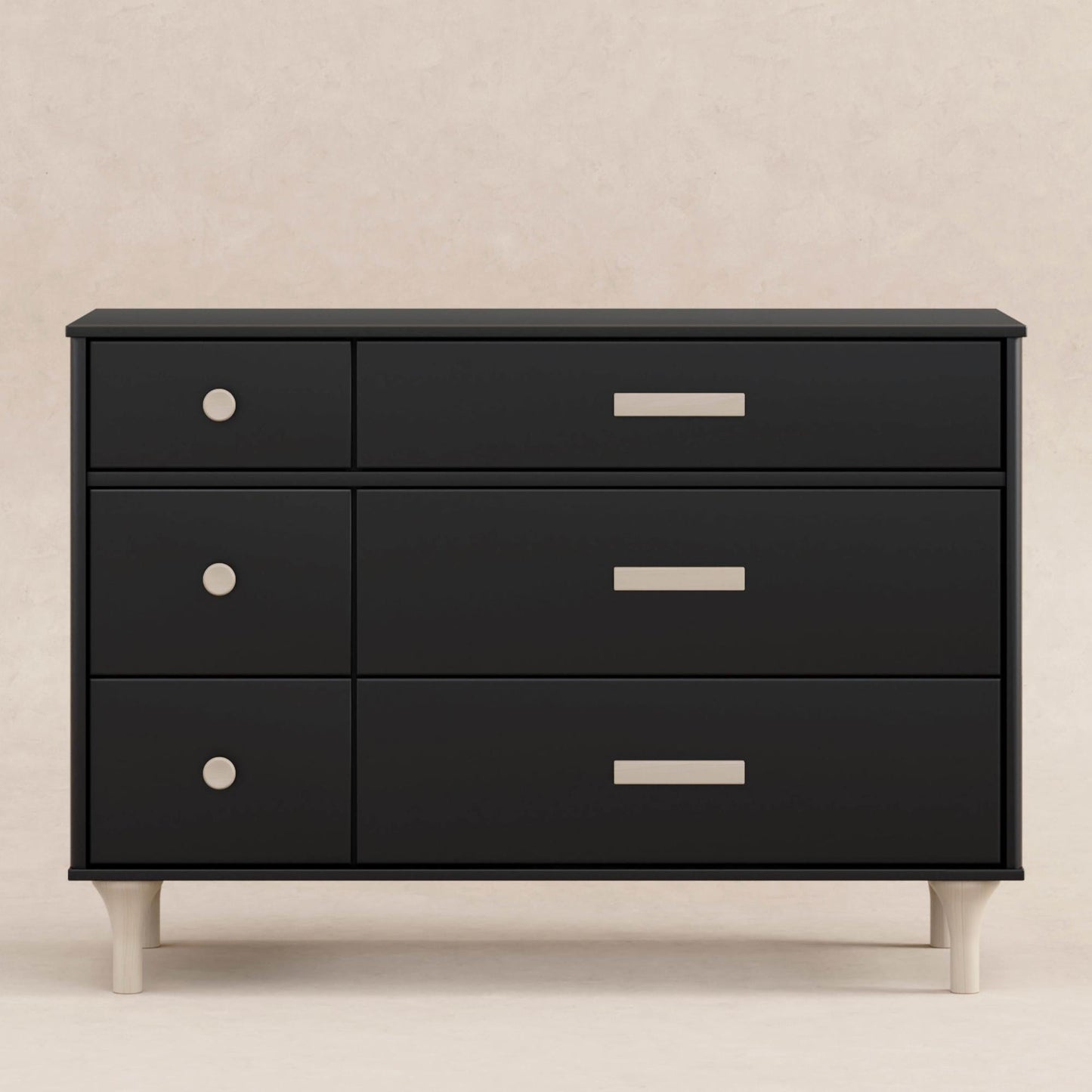 Babyletto Dressers Black / Washed Natural Babyletto Lolly 6-Drawer Double Dresser