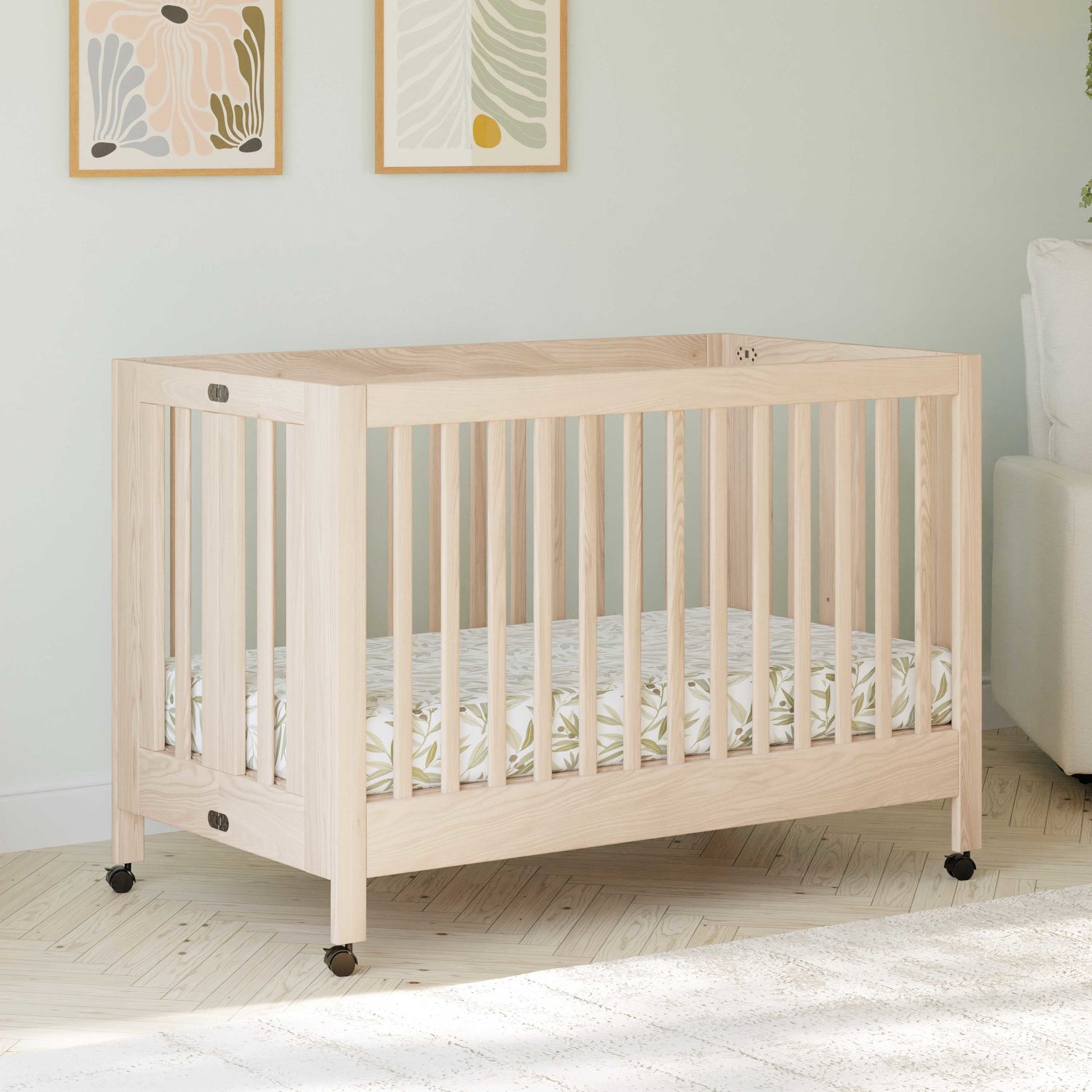 Babyletto Cribs White Babyletto Maki Portable Folding Crib with Toddler Bed Conversion Kit