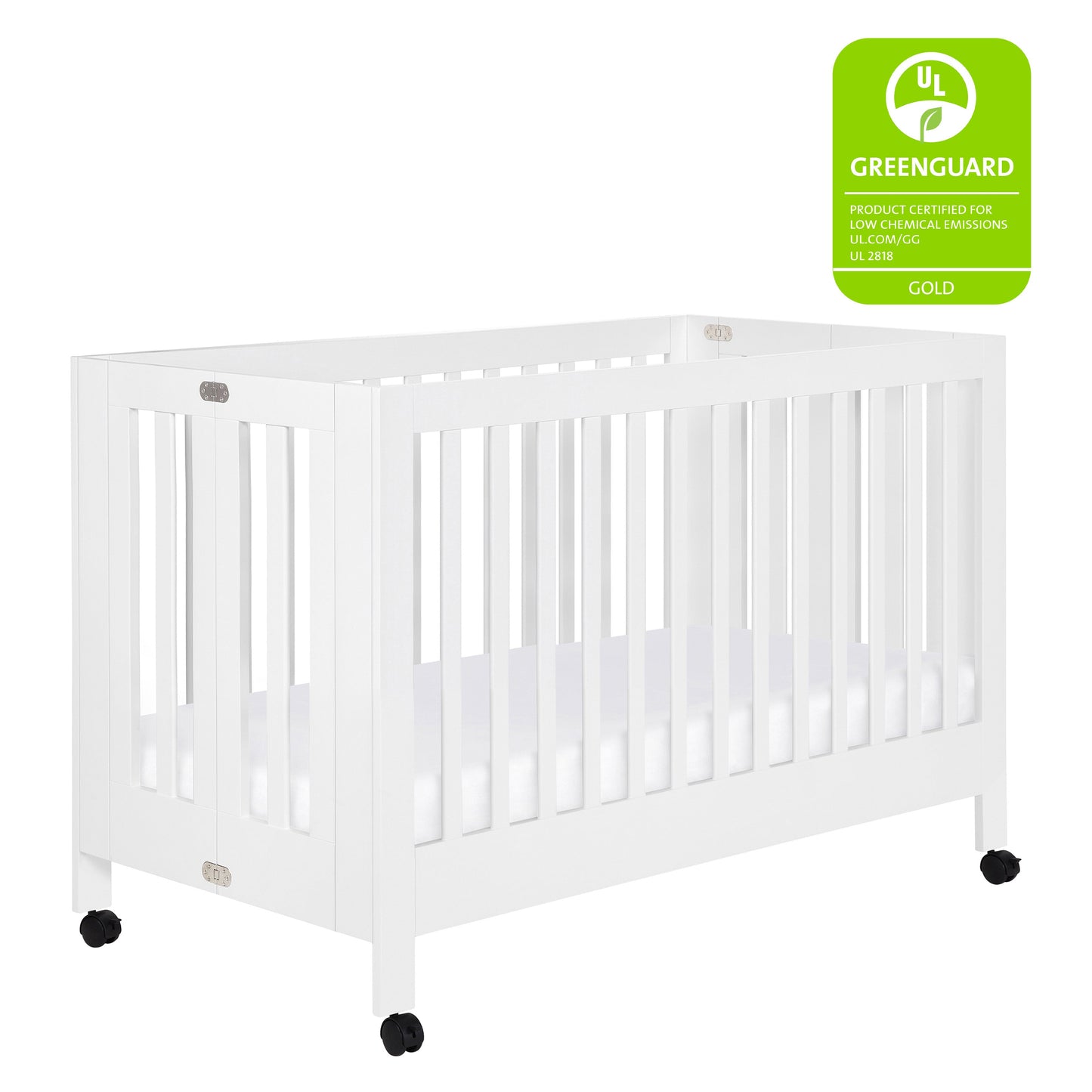 Babyletto Cribs White Babyletto Maki Portable Folding Crib with Toddler Bed Conversion Kit