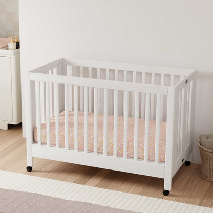 Babyletto Cribs White Babyletto Maki Portable Folding Crib with Toddler Bed Conversion Kit