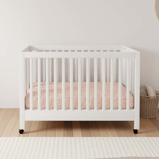 Babyletto Cribs White Babyletto Maki Portable Folding Crib with Toddler Bed Conversion Kit