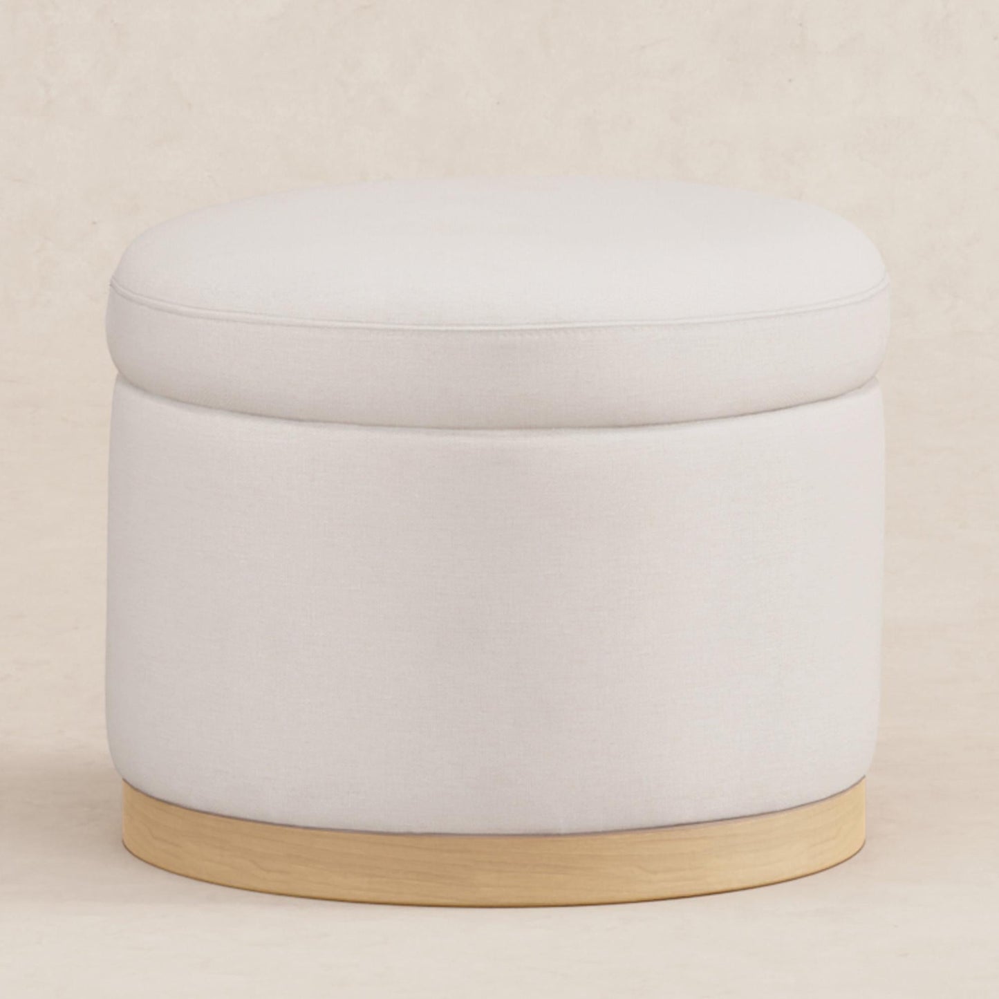 Babyletto Ottomans Performance Cream Eco-Weave with Light Wood Base Babyletto Naka Storage Ottoman in Eco-Performance Fabric | Water Repellent & Stain Resistant