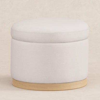 Babyletto Ottomans Performance Cream Eco-Weave with Light Wood Base Babyletto Naka Storage Ottoman in Eco-Performance Fabric | Water Repellent & Stain Resistant