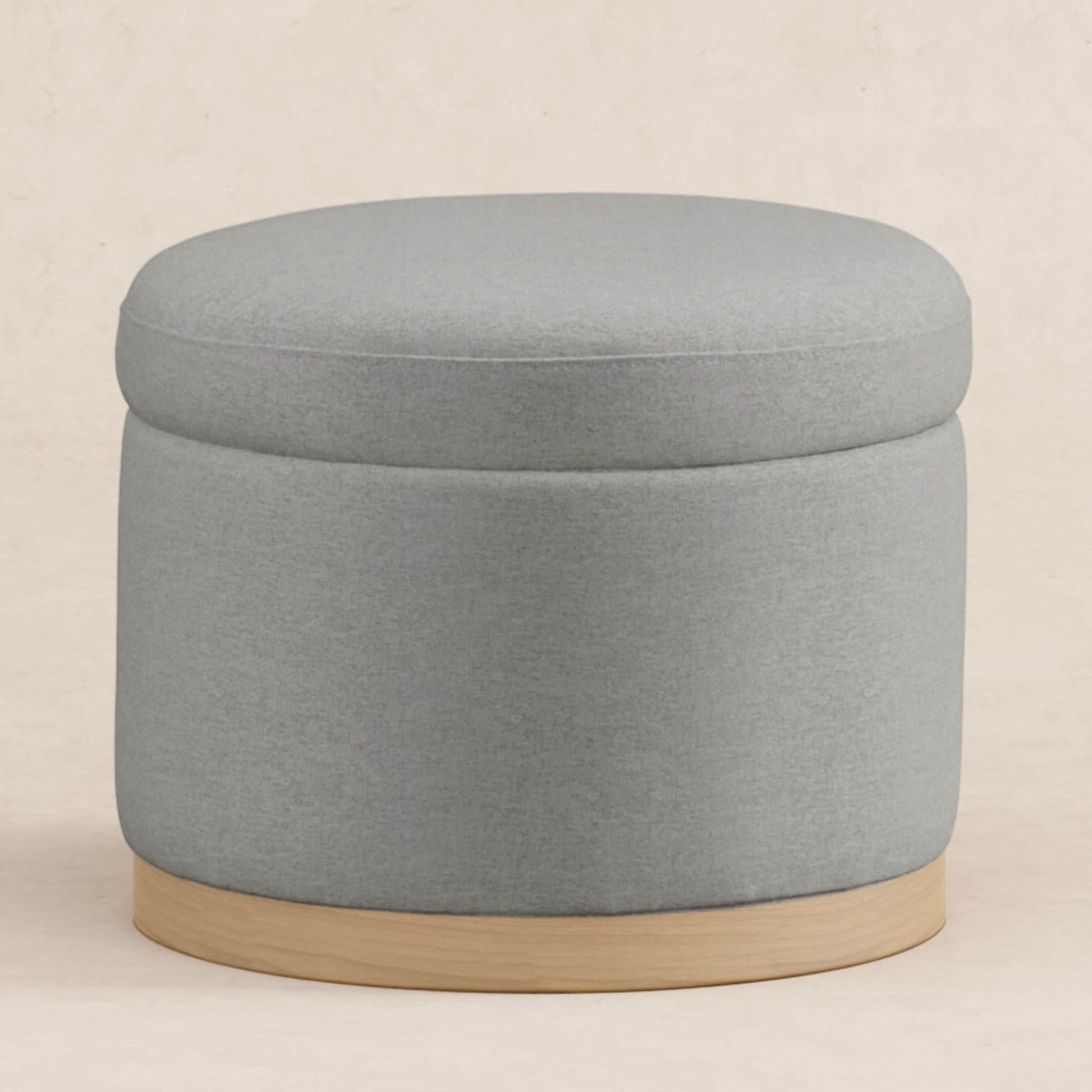 Babyletto Ottomans Performance Grey Eco-Weave with Light Wood Base Babyletto Naka Storage Ottoman in Eco-Performance Fabric | Water Repellent & Stain Resistant