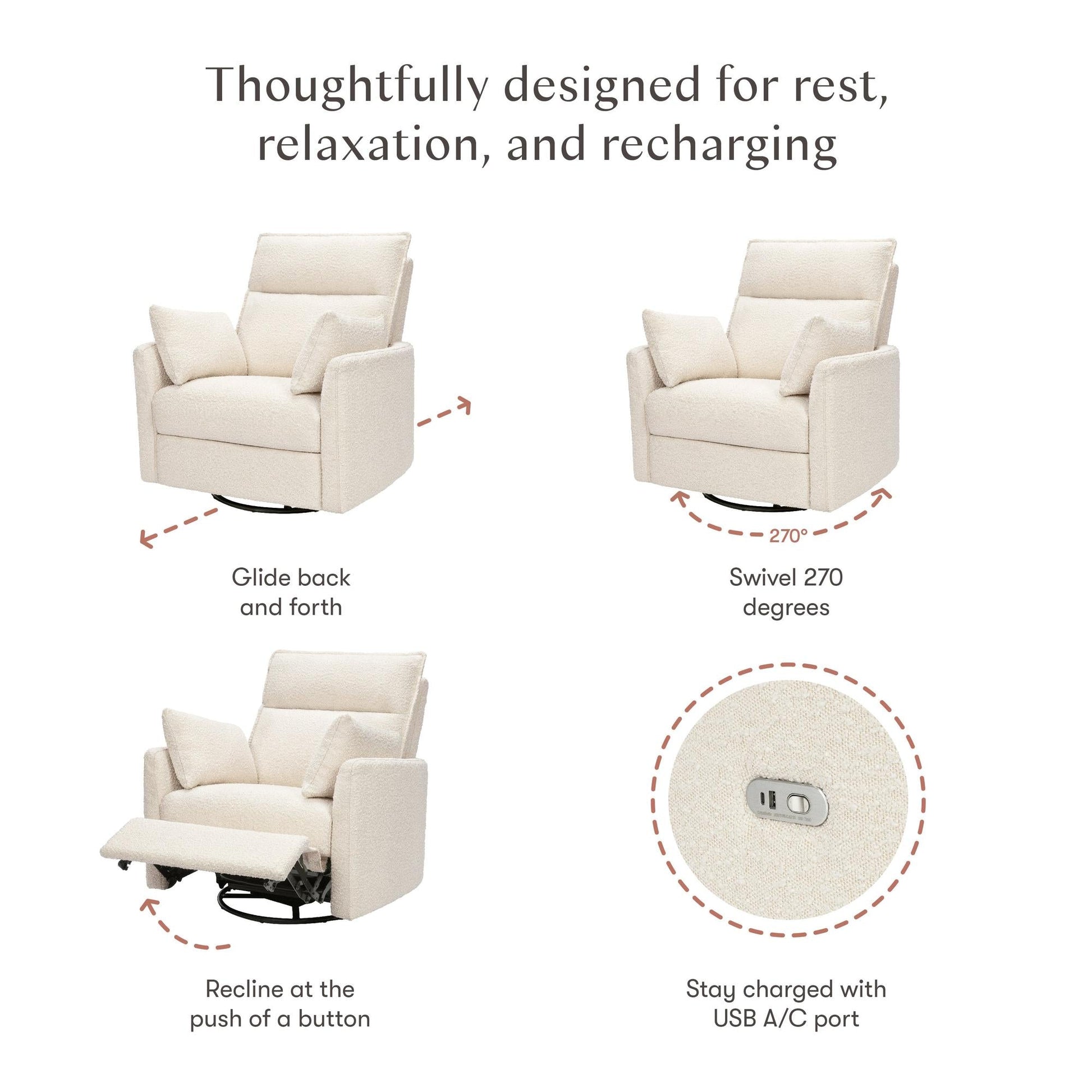 BabylettoBabyletto Nori Extra Wide Electronic Recliner & Swivel Glider with USB portBabysupermarket