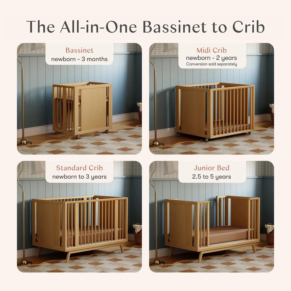 BabylettoBabyletto Palma 8-in-1 Convertible All-Stages Crib with Bassinet & Toddler Bed KitBabysupermarket
