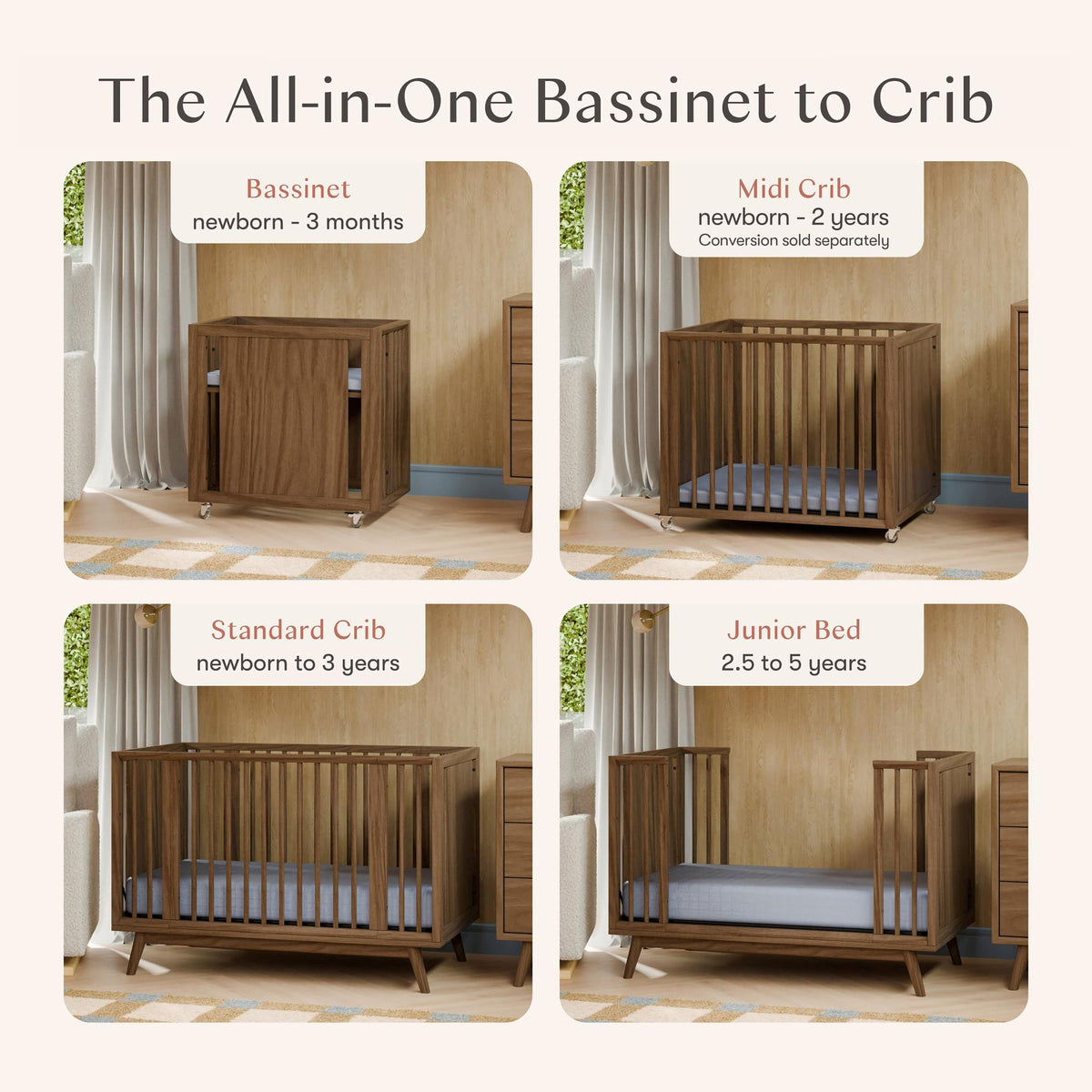 BabylettoBabyletto Palma 8-in-1 Convertible All-Stages Crib with Bassinet & Toddler Bed KitBabysupermarket