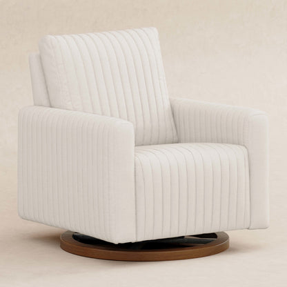 Babyletto Poe Channeled Swivel Glider in Eco-Performance Fabric | Water Repellent & Stain Resistant