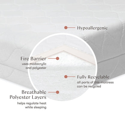 Babyletto Mattresses White Babyletto Pure Core Mini Crib Mattress w/ Hybrid Quilted Waterproof Cover (Lightweight)