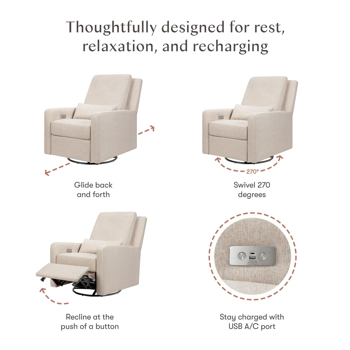 BabylettoBabyletto Sigi Electronic Recliner and Glider with USB PortBabysupermarket