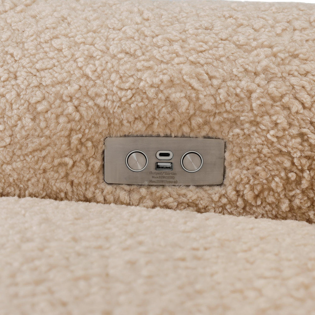 Babyletto Gliders & Rockers Chai Shearling with Dark Wood Base Babyletto Sunday Power Recliner and Swivel Glider in Shearling
