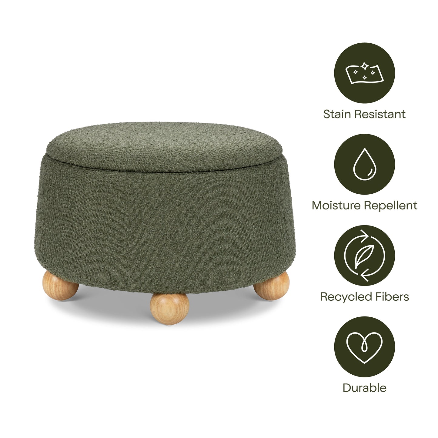 Babyletto Ottomans Chai Shearling with Honey Ball Feet Babyletto Tuffet Storage Ottoman