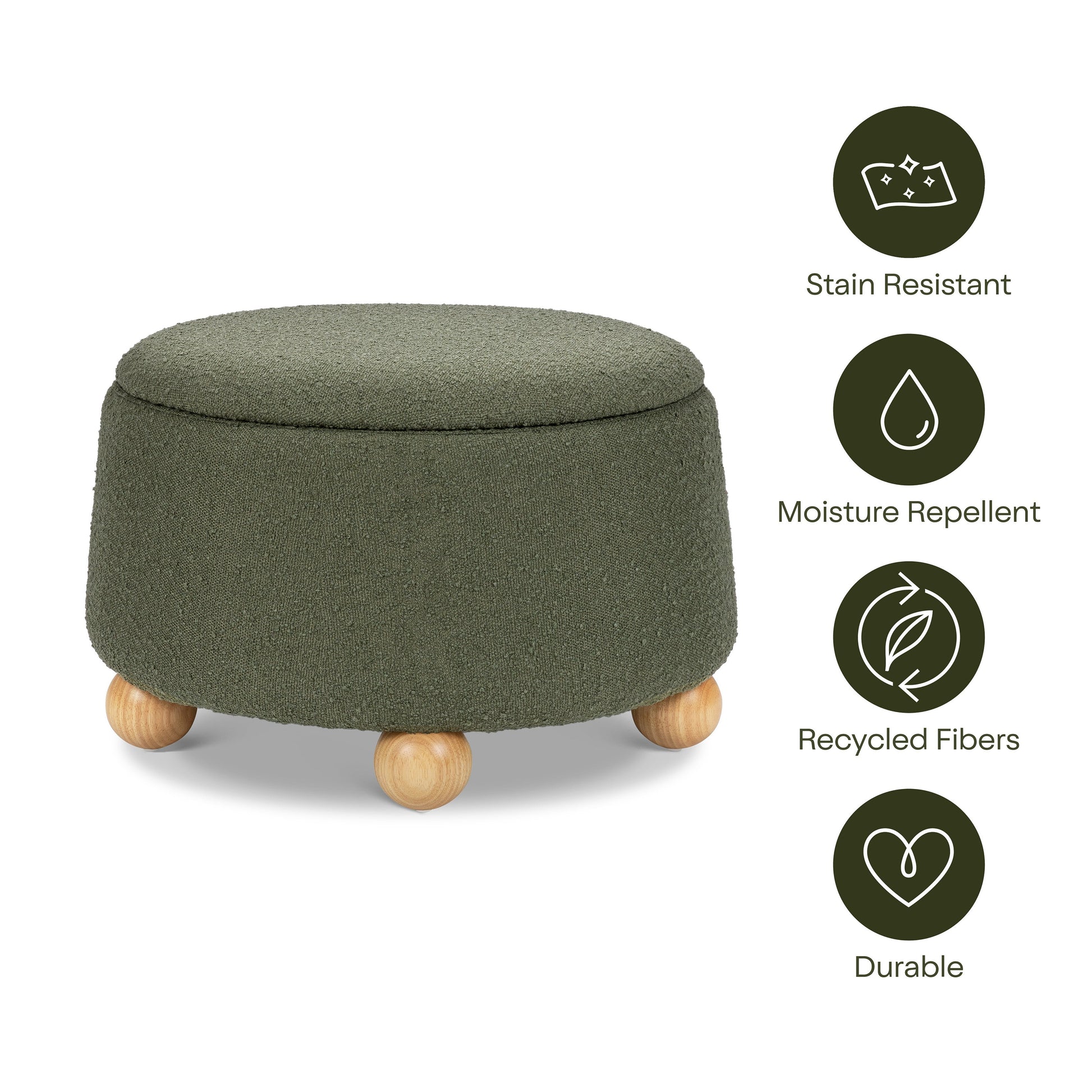 Babyletto Ottomans Chai Shearling with Honey Ball Feet Babyletto Tuffet Storage Ottoman