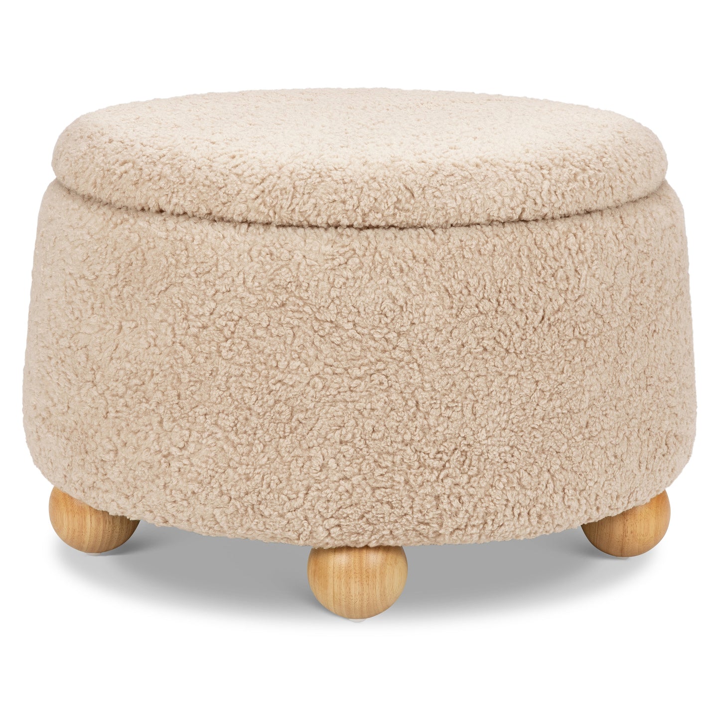 Babyletto Ottomans Chai Shearling with Honey Ball Feet Babyletto Tuffet Storage Ottoman