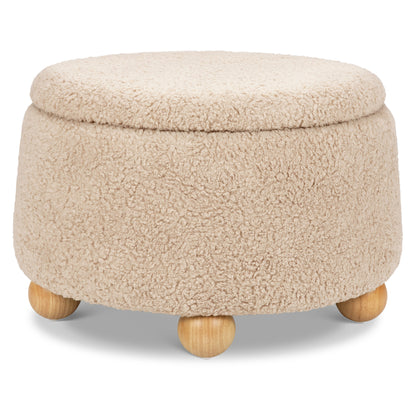 Babyletto Ottomans Chai Shearling with Honey Ball Feet Babyletto Tuffet Storage Ottoman