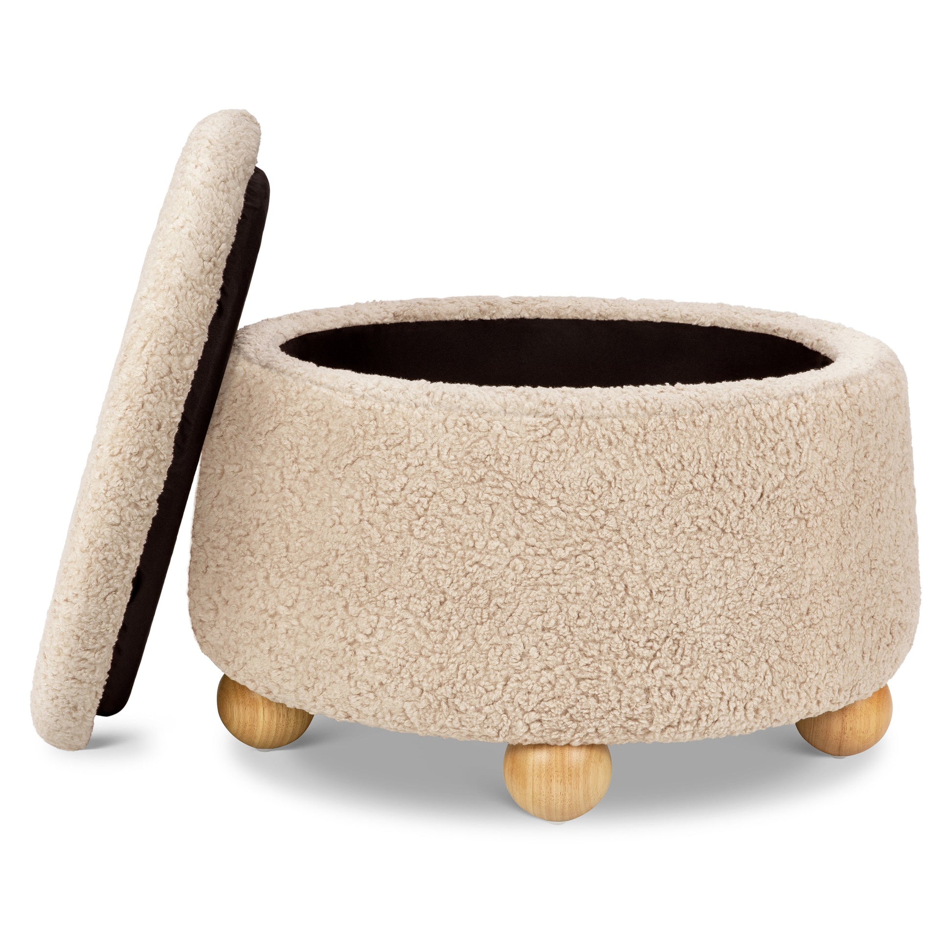 Babyletto Ottomans Chai Shearling with Honey Ball Feet Babyletto Tuffet Storage Ottoman