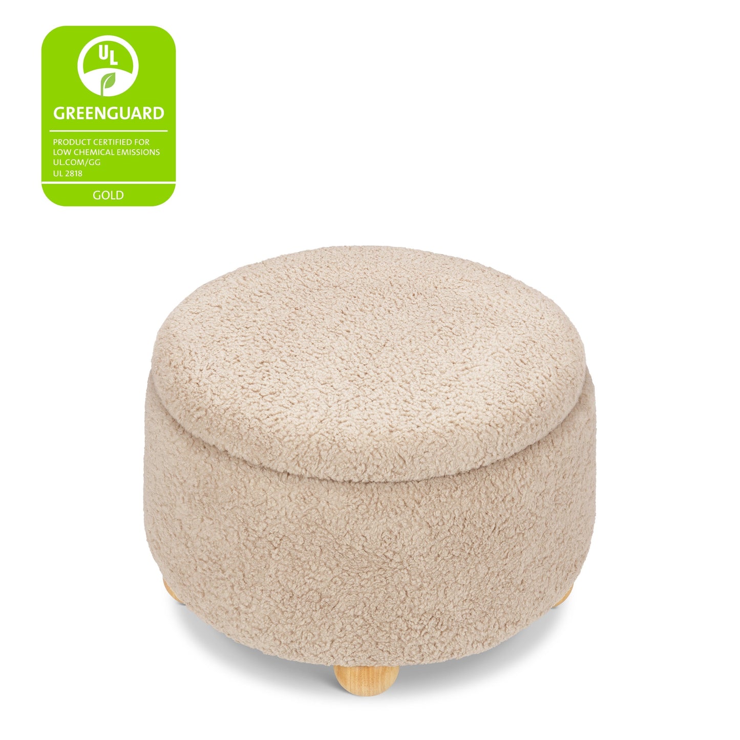 Babyletto Ottomans Chai Shearling with Honey Ball Feet Babyletto Tuffet Storage Ottoman