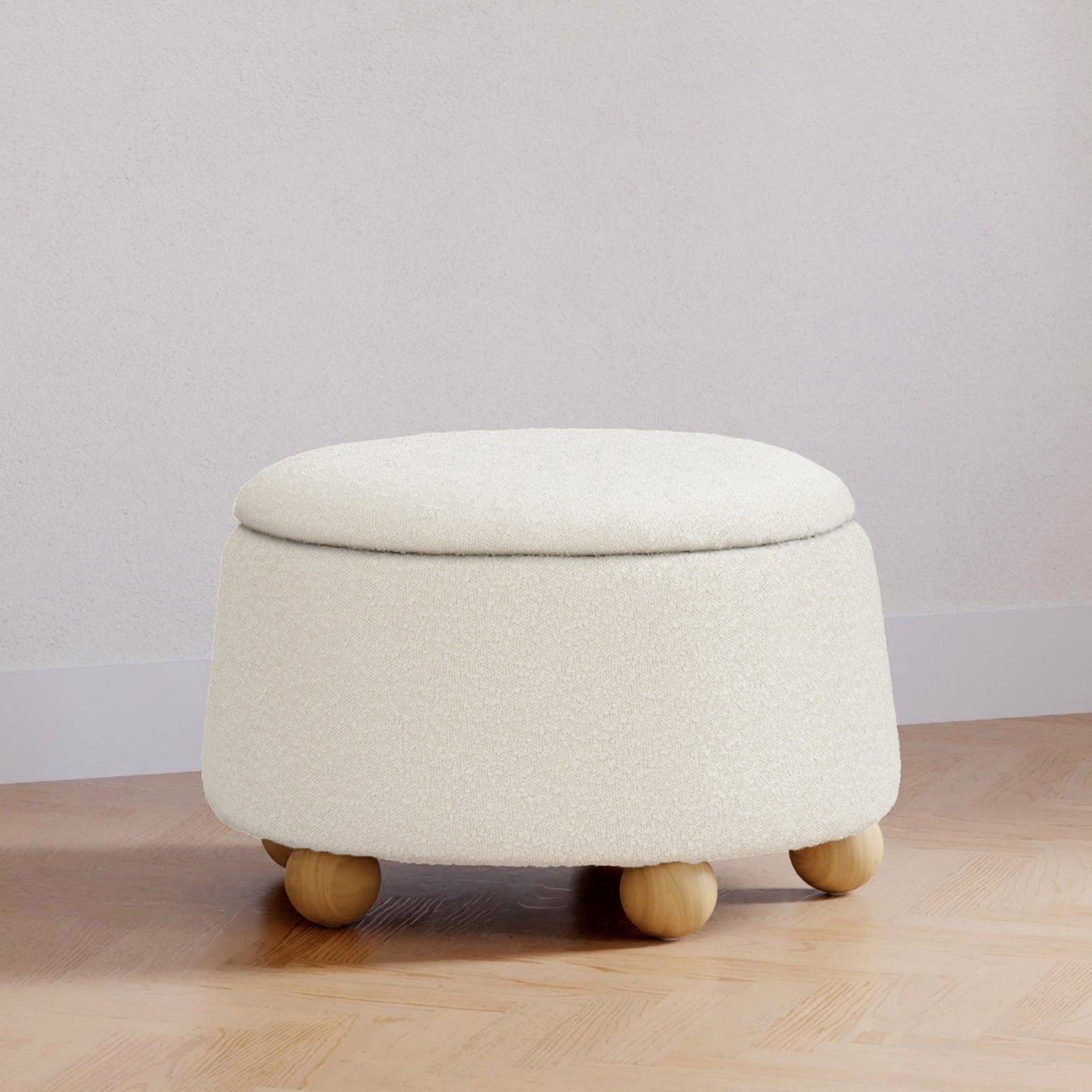 Babyletto Ottomans Chai Shearling with Honey Ball Feet Babyletto Tuffet Storage Ottoman