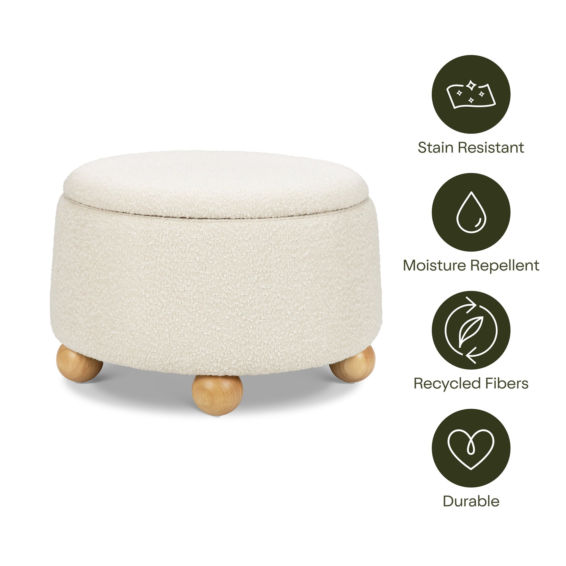 Babyletto Ottomans Chai Shearling with Honey Ball Feet Babyletto Tuffet Storage Ottoman