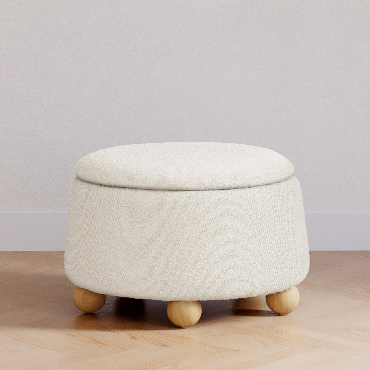 Babyletto Ottomans Chai Shearling with Honey Ball Feet Babyletto Tuffet Storage Ottoman