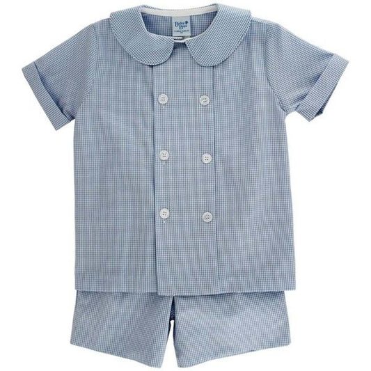 Bailey Boys Boys Apparel / Dressy Sets / Toddler Blue Microcheck / 2 Toddler Bailey Boys Blue Microcheck Dressy Short Set