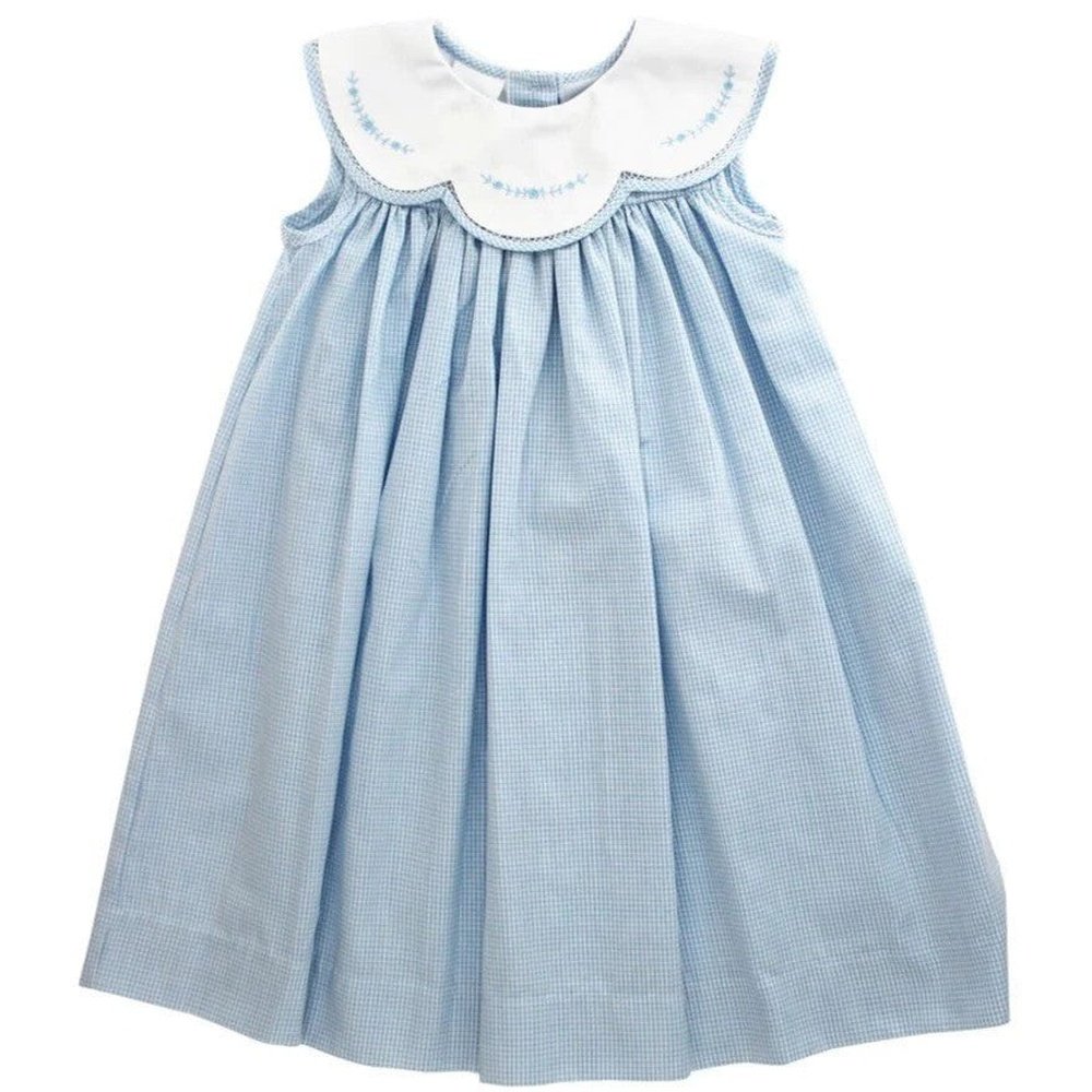 Bailey Boys Blue Microcheck Flower Vine Float Dress