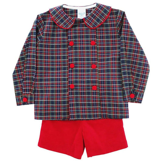 Bailey Boys Blue Spruce with Red Dressy Short Set
