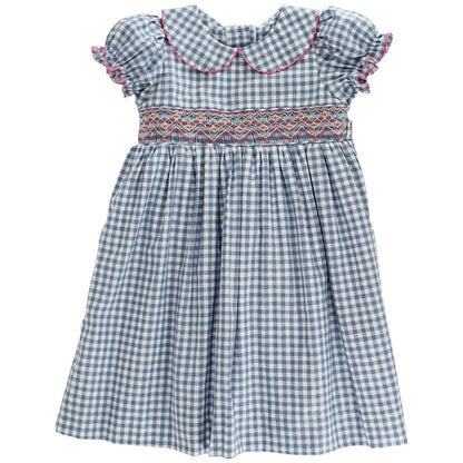 Bailey Boys Denim Gingham with Pink Geo Dress