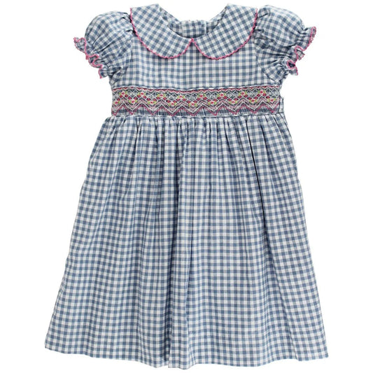 Bailey Boys Denim Gingham with Pink Geo Dress