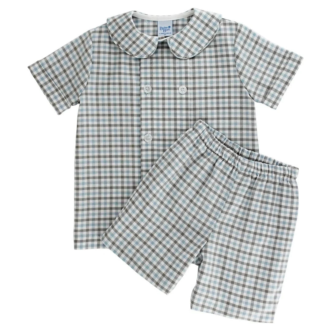 Bailey Boys Dressy Short Set - Pigeon Plaid