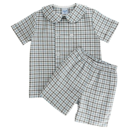 Bailey Boys Dressy Short Set - Pigeon Plaid