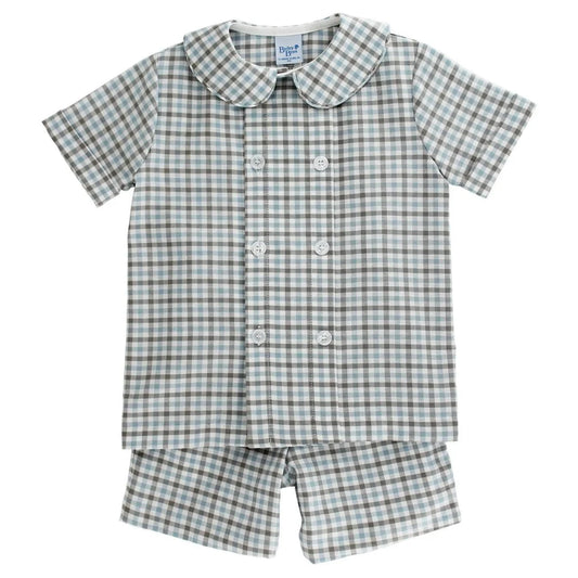 Bailey Boys Dressy Short Set - Pigeon Plaid