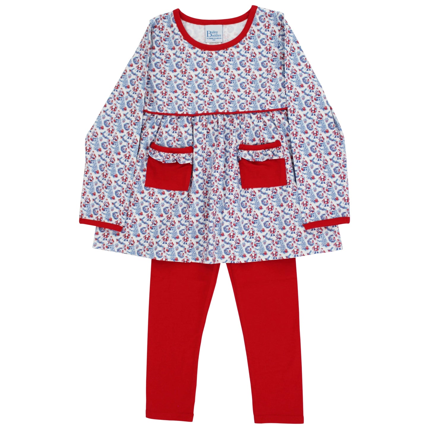 Bailey Boys Girls Play Sets Blue / 12 Mo Bailey Boys Girls Santa Toile Tunic Pant Set