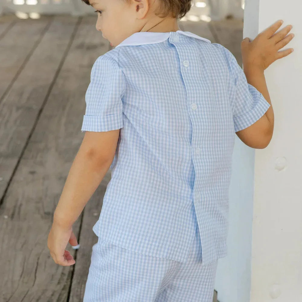 Bailey Boys Bailey Boys Light Blue Check Dressy Short Set