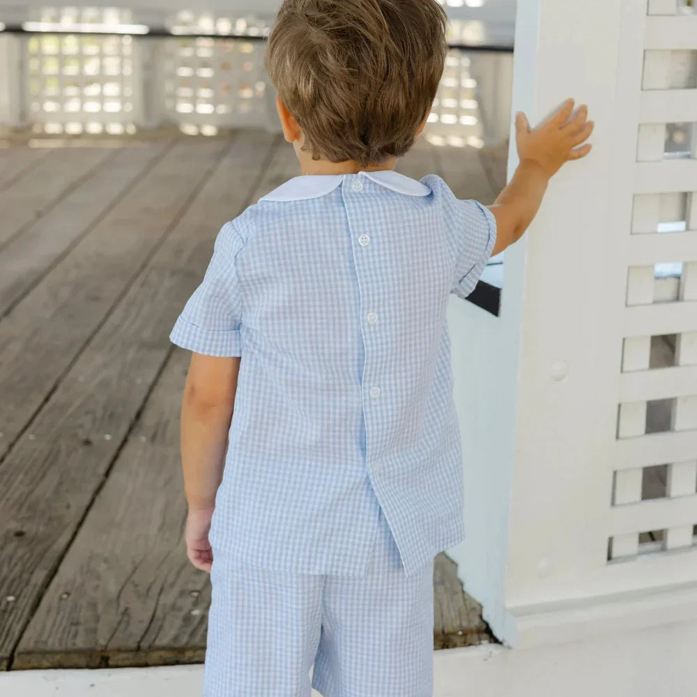 Bailey Boys Bailey Boys Light Blue Check Dressy Short Set